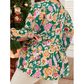 Thea Green Floral Puff Sleeve V Neck Peplum Blouse