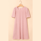Gina Blossom Corded Knit Crew Neck Puff Sleeve Shift Mini Dress