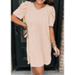 REDUCED!!!  Gina Parchment Corded Knit Crew Neck Puff Sleeve Shift Mini Dress  REDUCED!!!