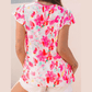 Veronnie Floral Print Flutter Sleeve Round Neck Casual Blouse