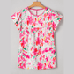 Veronnie Floral Print Flutter Sleeve Round Neck Casual Blouse