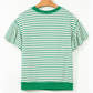 Maritsa Green Contrast Detail Striped Ruffle Short Sleeve Top