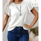 Cynthia White Layered Ruffle Short Sleeve Round Neck Top