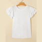 Cynthia White Layered Ruffle Short Sleeve Round Neck Top