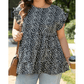 REDUCED!!!  Arica Black Leopard Print Ruffled Short Sleeve Keyhole Back Tiered Flowy PLUS SIZE Blouse  REDUCED!!!