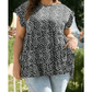 REDUCED!!!  Arica Black Leopard Print Ruffled Short Sleeve Keyhole Back Tiered Flowy PLUS SIZE Blouse  REDUCED!!!