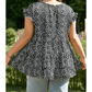REDUCED!!!  Arica Black Leopard Print Ruffled Short Sleeve Keyhole Back Tiered Flowy PLUS SIZE Blouse  REDUCED!!!