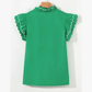Jerika Bright Green Contrast Scallop Trim Layered Short Sleeve V Neck Blouse