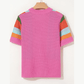 Krysta Orange Color Block Eyelet Casual Sweater T Shirt