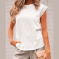 Evolet White Lace Patchwork Cap Sleeve Round Neck T Shirt