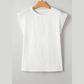 Evolet White Lace Patchwork Cap Sleeve Round Neck T Shirt