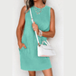 Paris Green Mineral Wash Tank Mini Dress with Pockets