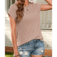 Suzette Khaki Twisted Rib Wide Sleeve Crew Neck T Shirt