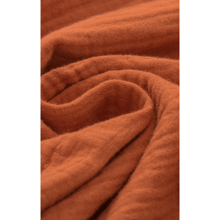 Verena Orange Crinkled Cotton Gauze Ruffle Sleeve Blouse