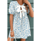 Regan Floral Contrast White Bow Puff Sleeve Mini Dress