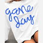 White/Blue Tinsel Game Day Drop Shoulder Graphic Sweatshirt