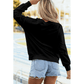 Black/Red Tinsel Game Day Drop Shoulder Graphic Sweatshirt