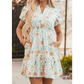 Harnett Floral Print Shirred High Waist Puff Sleeve Mini Dress