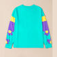 Ginette Floral Color Block Long Sleeve Loose Top