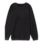Kelis Black Solid Ribbed Knit Round Neck Pullover Sweatshirt