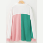 Ginna Green Colorblock Ribbed Collared Oversized Sweatshirt