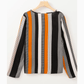 Bunny Orange Geo Print Colorblock Notched V Neck Blouse