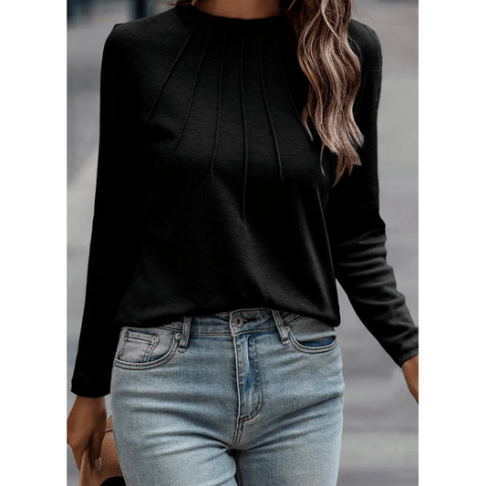 Deanna Black Seam Detail Raglan Long Sleeve Top