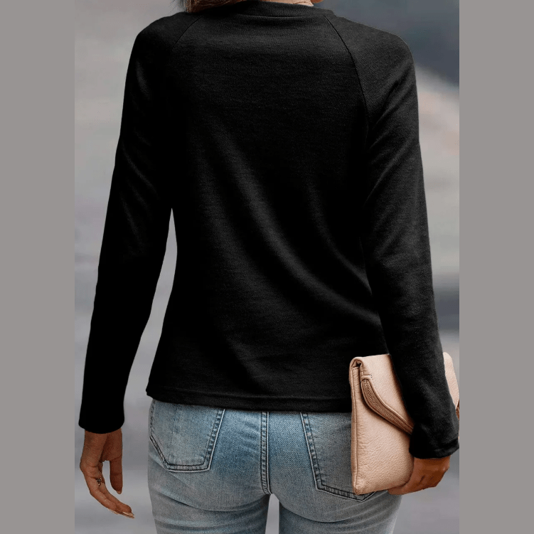 Deanna Black Seam Detail Raglan Long Sleeve Top