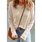 Payson Apricot Textured Round Neck Long Sleeve Top