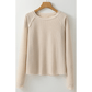 Payson Apricot Textured Round Neck Long Sleeve Top