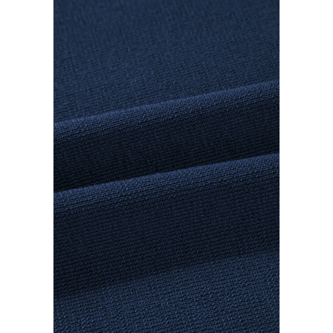 Tatina Blue Contrast Trim Half Sleeve Top Drawstring Pants Loose 2pcs Sweater Suit