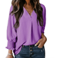 Doris Lilac V Lapel Long Sleeve Blouse