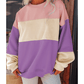 Ashlea Purple Colorblock Patchwork Drop Shoulder Sweatshirt