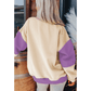 Ashlea Purple Colorblock Patchwork Drop Shoulder Sweatshirt