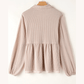Shanice Parchment Corded Turn-down V Neck Bubble Sleeve Babydoll Blouse