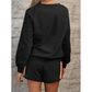 Rianne Black Striped Accent Pullover and Shorts Two Piece Casual Set