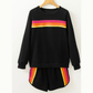 Rianne Black Striped Accent Pullover and Shorts Two Piece Casual Set