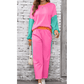 Khloe Hot Pink 2pcs Color Block Pullover Loose Pant Set
