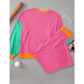 Khloe Hot Pink 2pcs Color Block Pullover Loose Pant Set