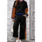 Khloe Black 2pcs Color Block Pullover Loose Pant Set