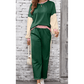 Khloe Dark Green 2pcs Color Block Pullover Loose Pant Set