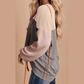 Joey Apricot Color Block Long Sleeve Ribbed Loose Top