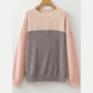 Joey Apricot Color Block Long Sleeve Ribbed Loose Top