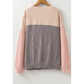 Joey Apricot Color Block Long Sleeve Ribbed Loose Top
