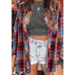 Trudy Red Plaid Print Loose Vintage Shirt