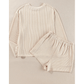 Zahra Parchment Corded Knit Long Sleeve Top and High Waist Shorts Set