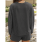 Zahra Charcoal Corded Knit Long Sleeve Top and High Waist Shorts Set