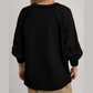Lilah Black Exposed Seam Textured Knit V Neck Pullover Top