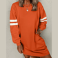 Orange Varsity Contrast Banded Sleeve Shift Sweatshirt Dress