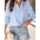 Taphy Sky Blue Stripe Button Up Oversized Casual Shirt